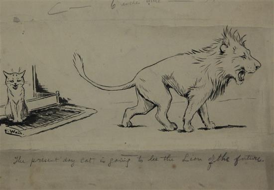 Louis Wain (1860-1939) The present day cat is going to be the lion of the future 8 x 11in.